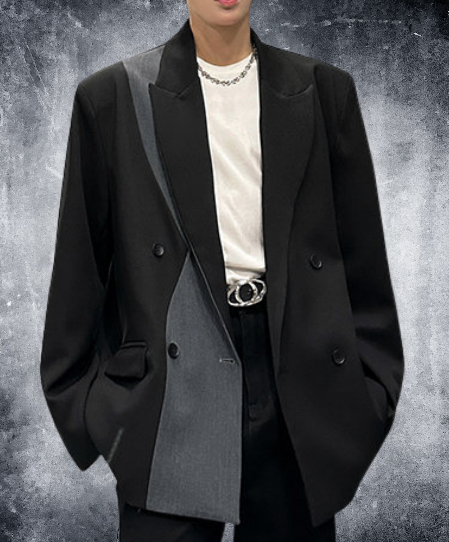 color block double breasted jacket EN2537