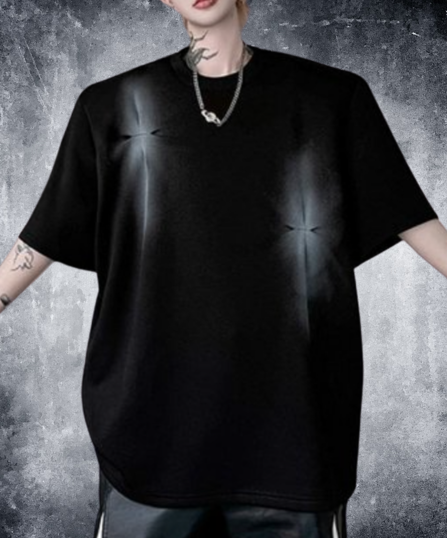 dark space-themed spray pattern t-shirt EN2097