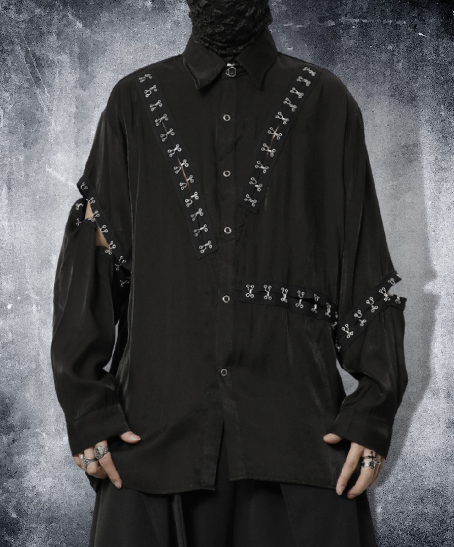 dark metal hook design shirt EN913