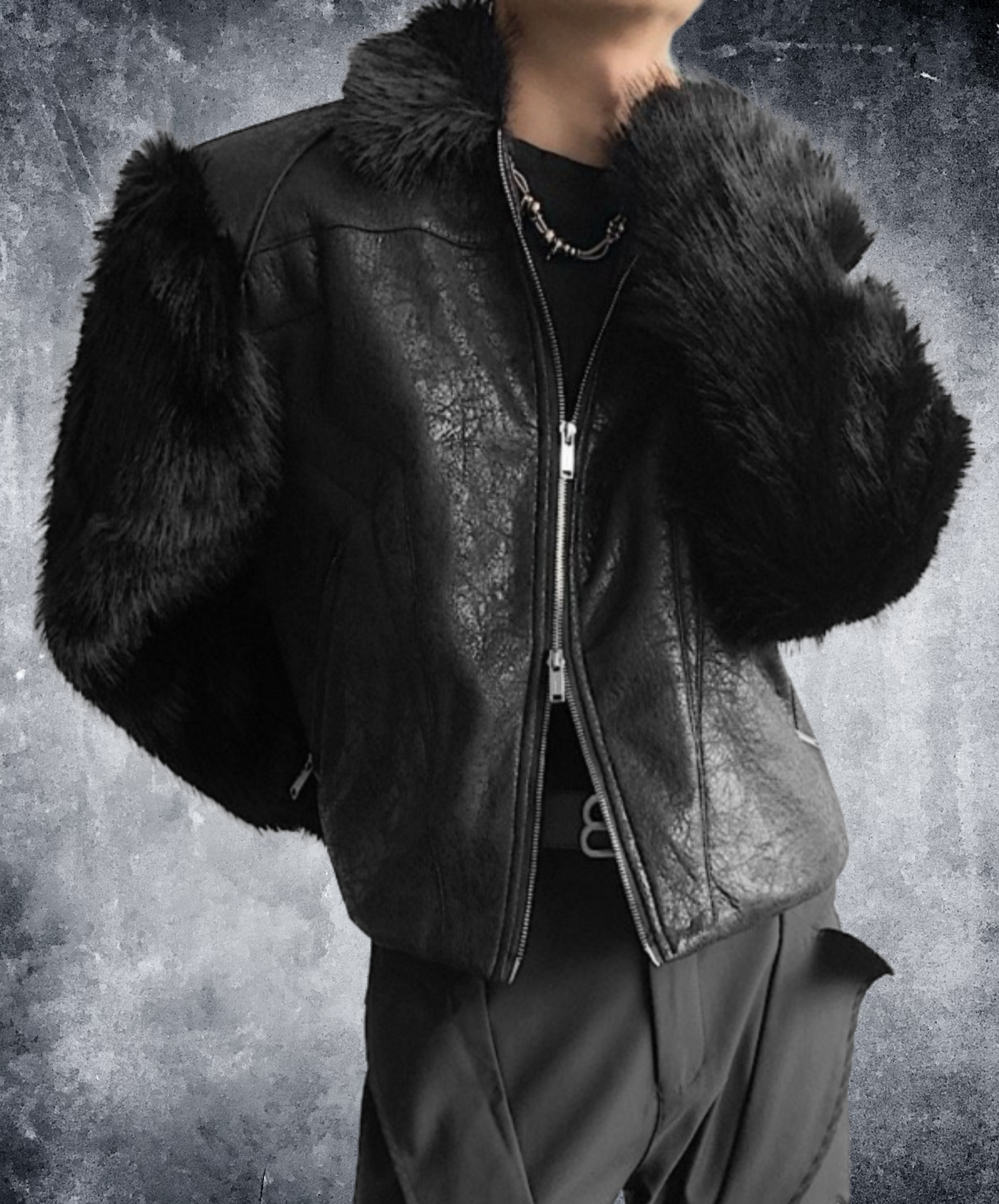 patchwork fur shorts jacket EN2530