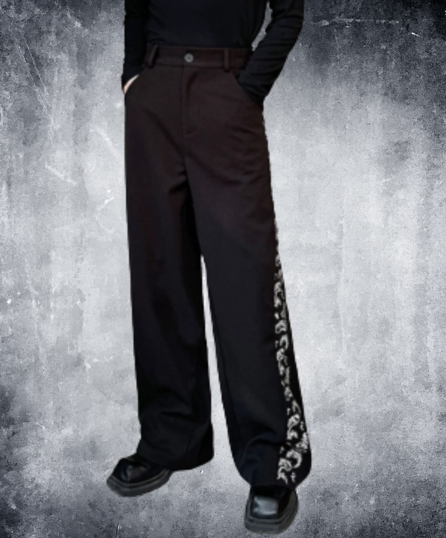 chinese-style embroidered straight leg pants EN2913