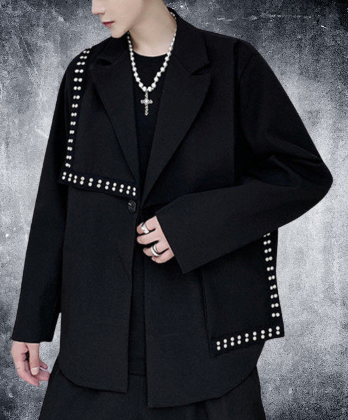 asymmetrical stud decoration jacket EN2667