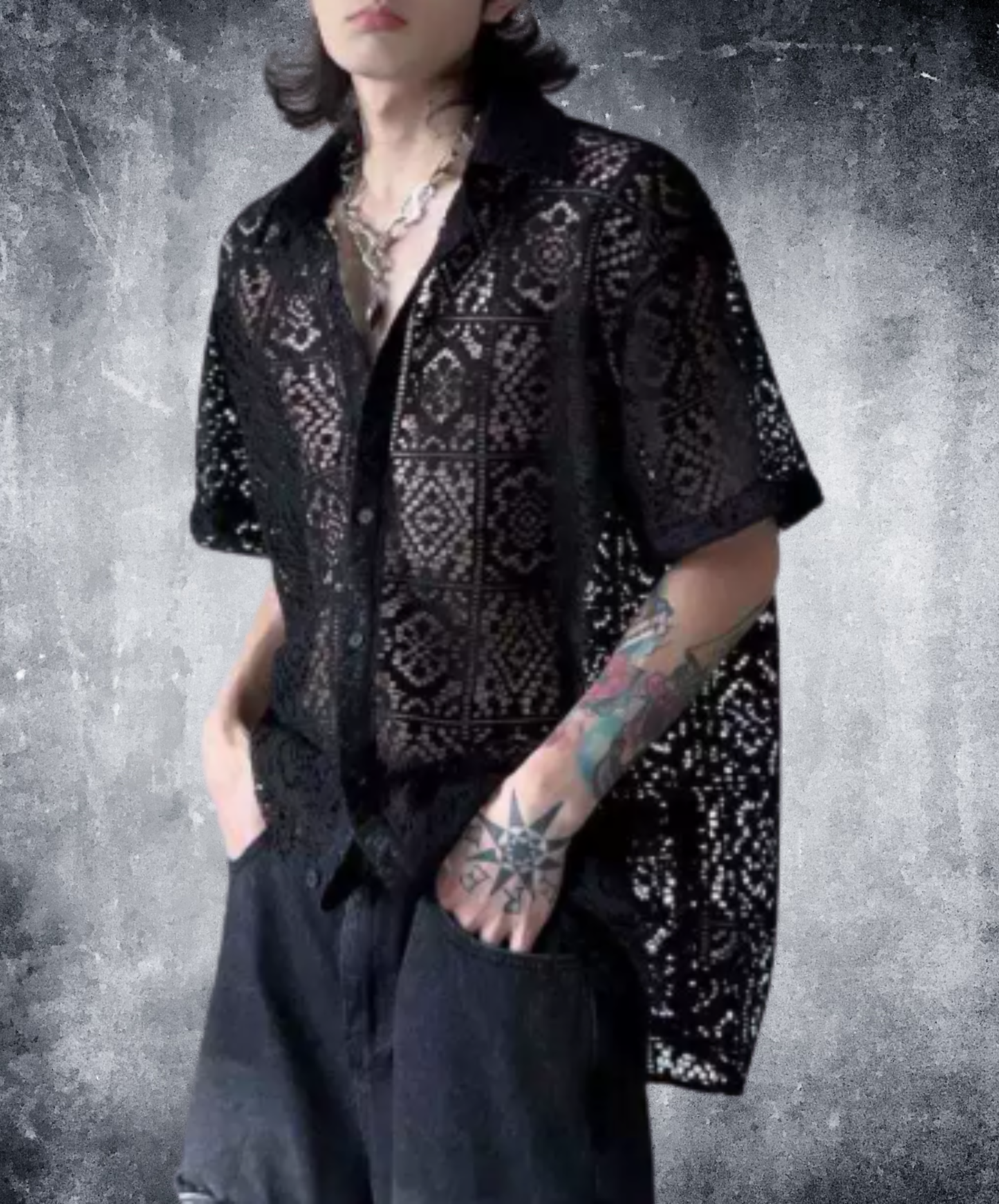 square pattern patchwork design shirt EN2898