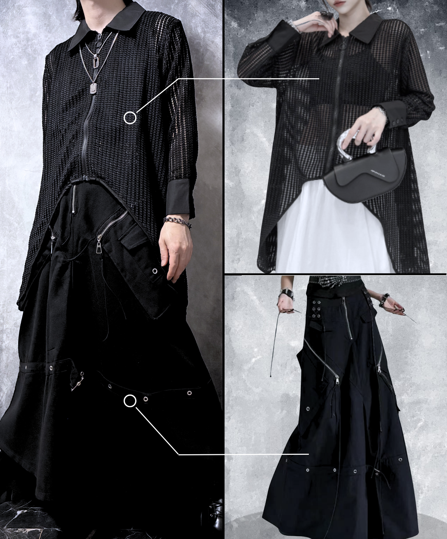 【style106】dark mode outfit set EN3090（shirt + skirt set）