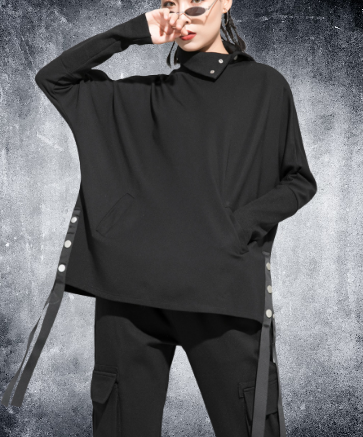 button-detail turtleneck sweatshirt EN3119
