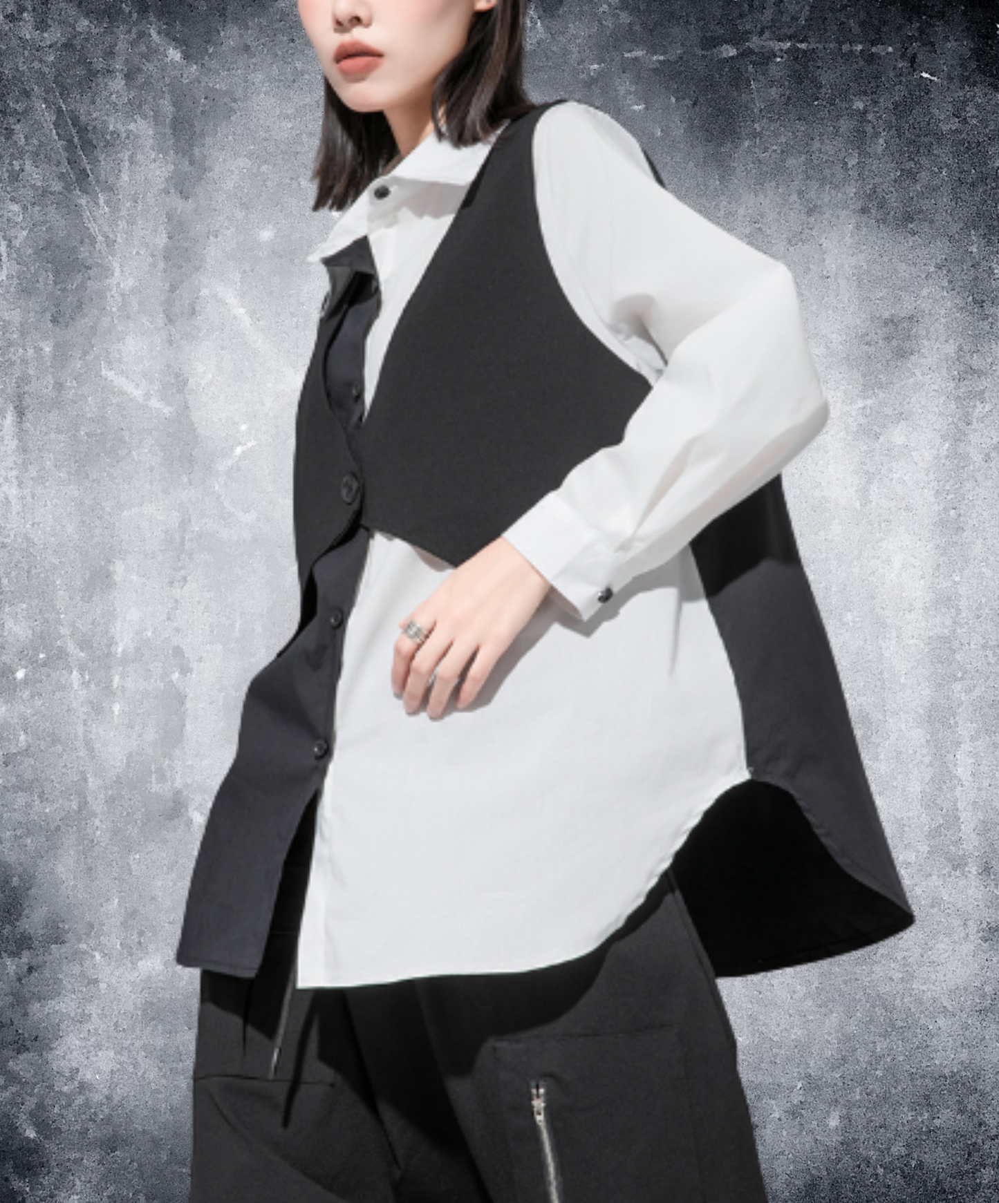Includes a faux-layered vest shirt EN3118