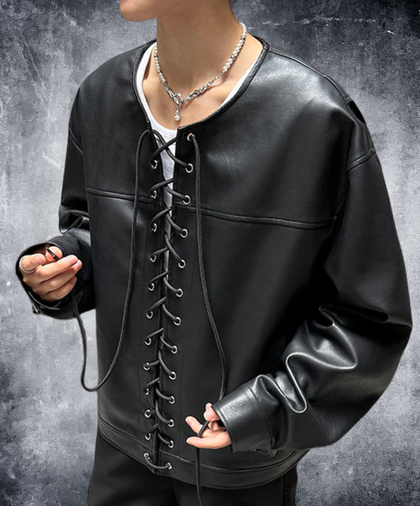 no-collar lace-up jacket EN2503