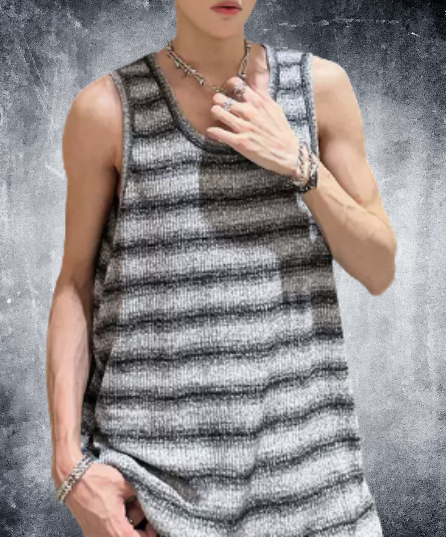distressed ribbed slim fit tank top EN2974
