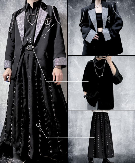 【style93】dark mode outfit set EN2822（jacket + shirt + pants set）