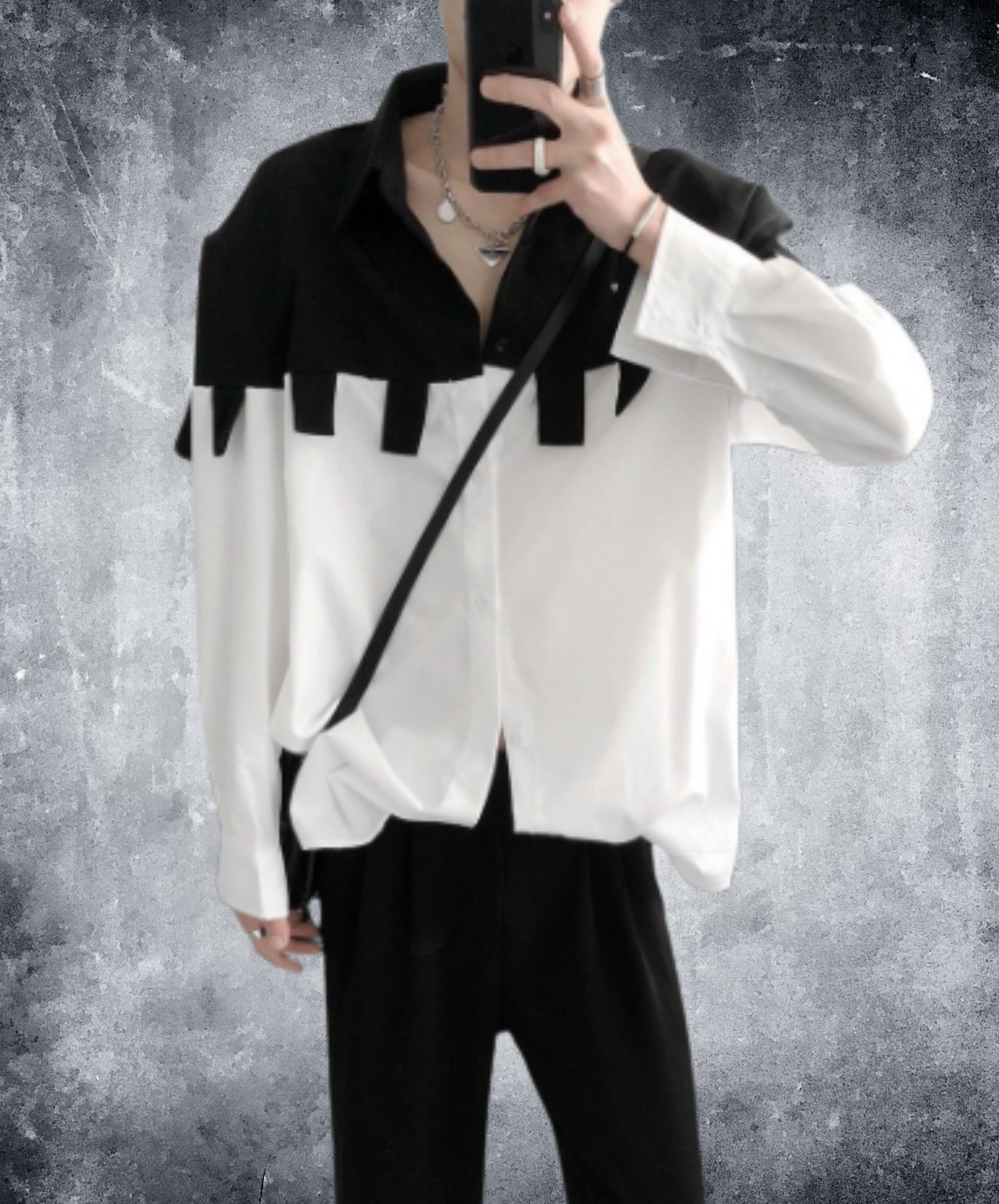 black and white patchwork shirt EN3069