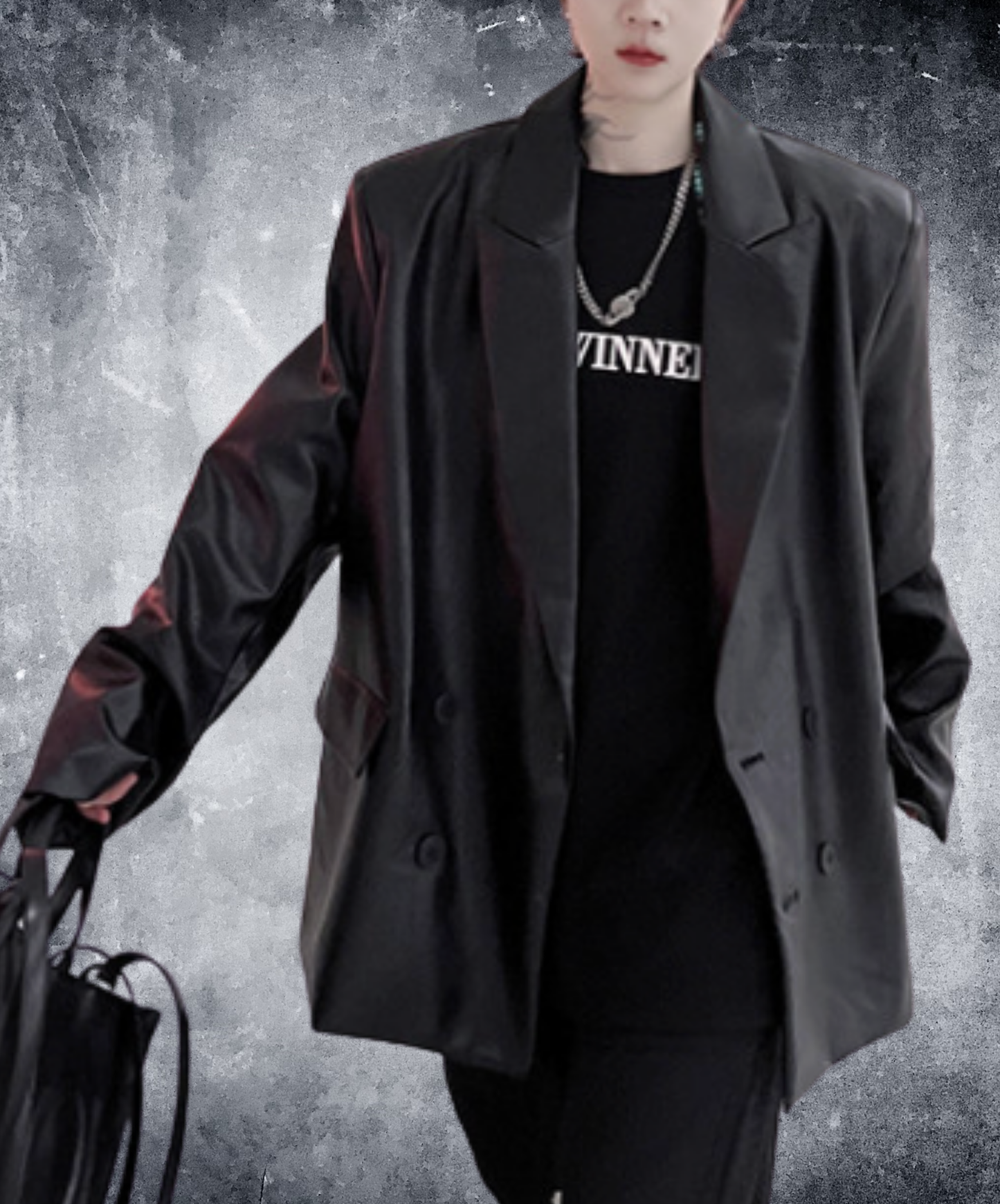 dark retro distressed pu leather jacket EN2704