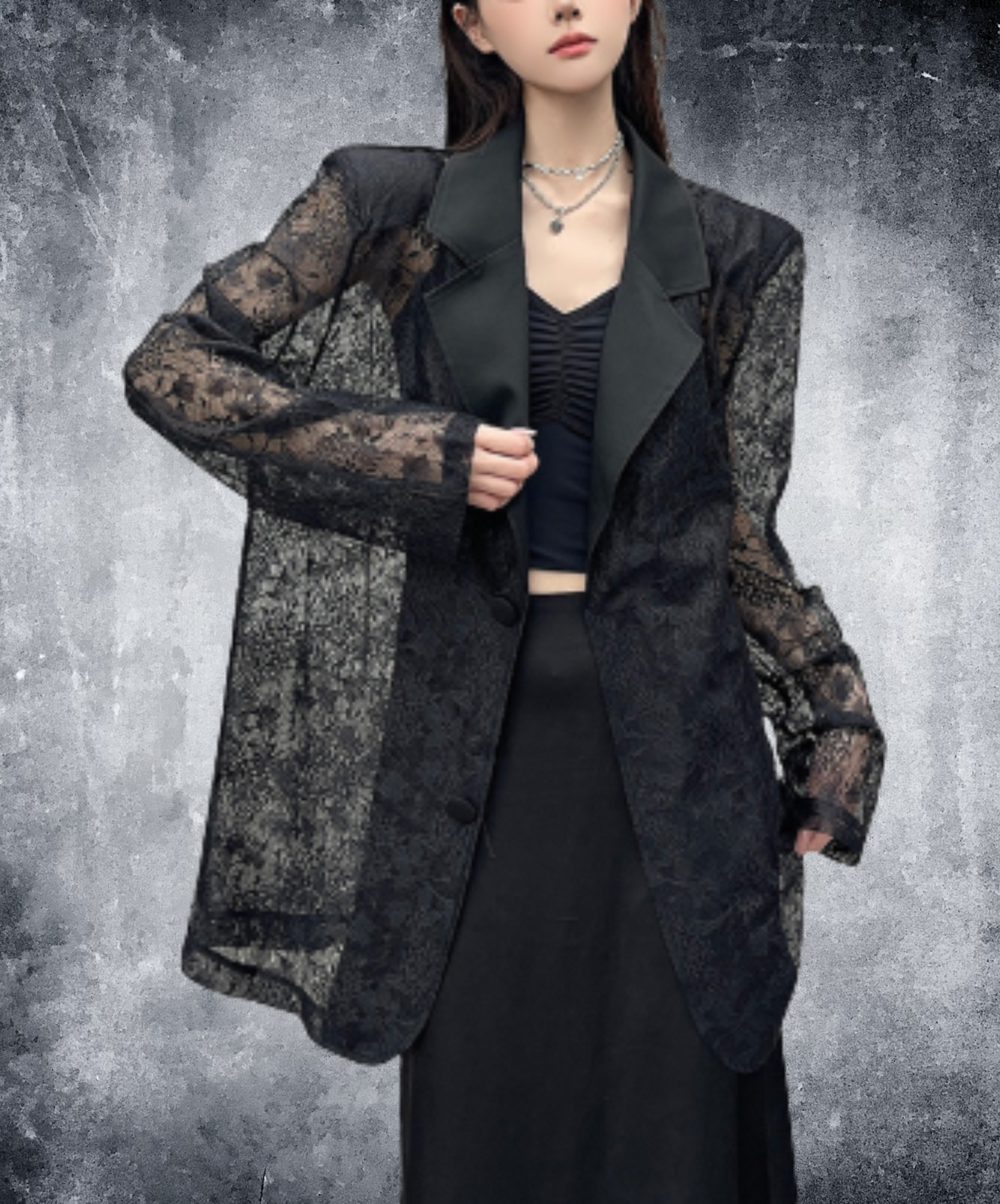 lightweight jacquard patchwork lace jacket EN3000