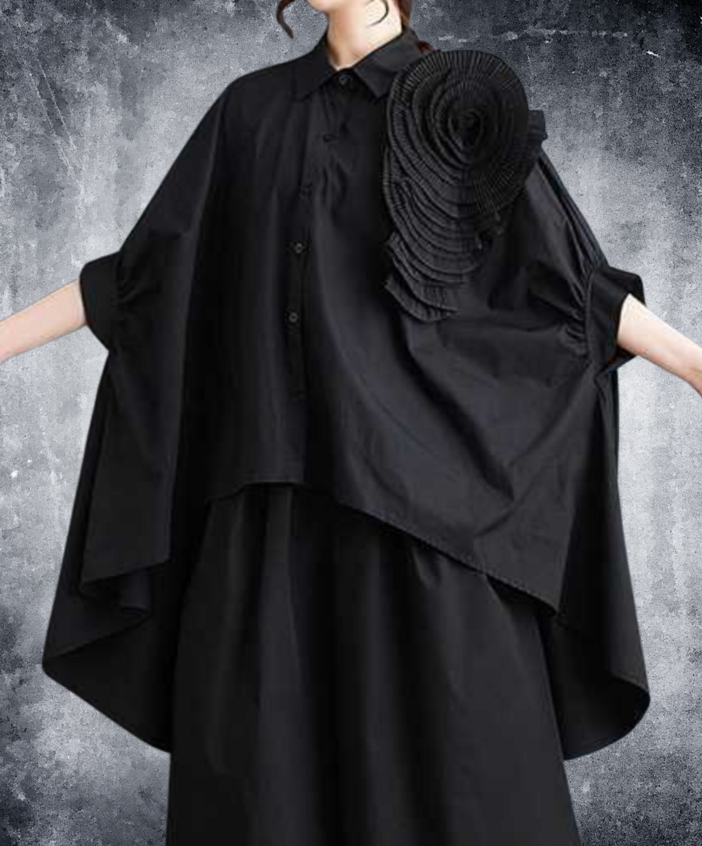 3d flower motif long shirt EN2273