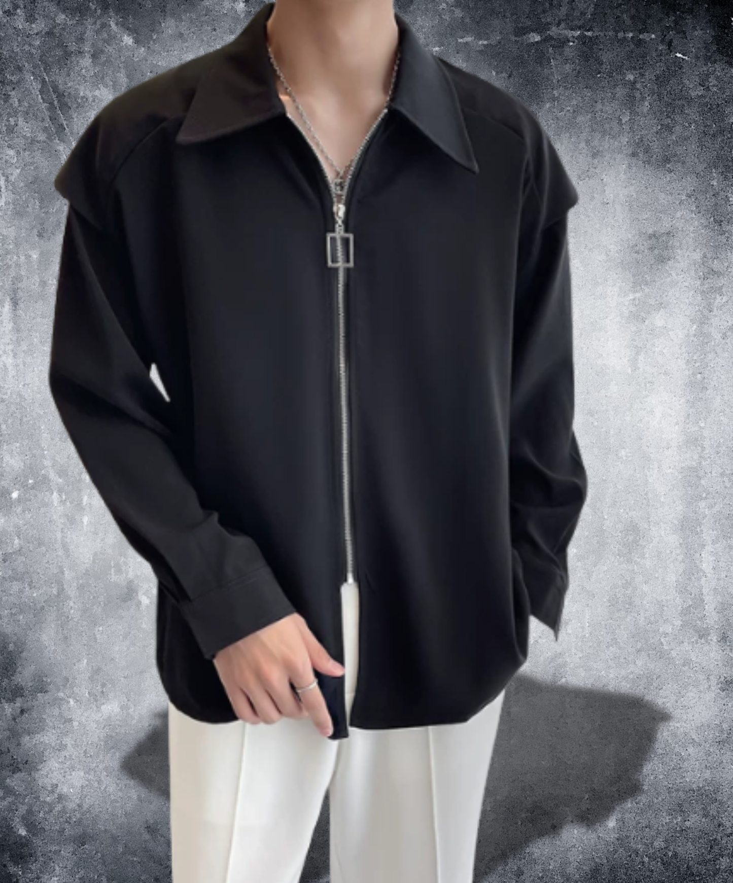 zip-up design long sleeves shirt EN2872