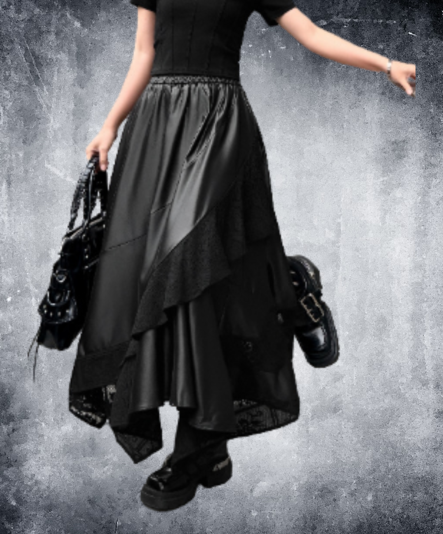 Irregular patchwork midi skirt EN2954