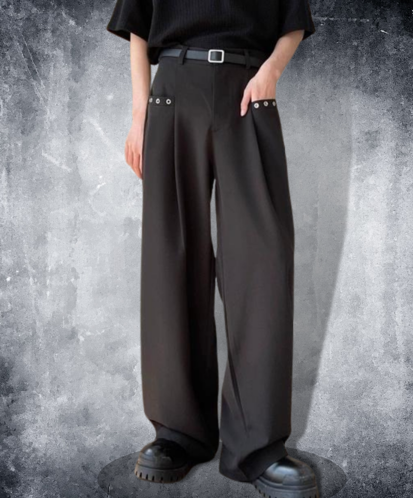 dark rivet pocket slacks pants EN1119