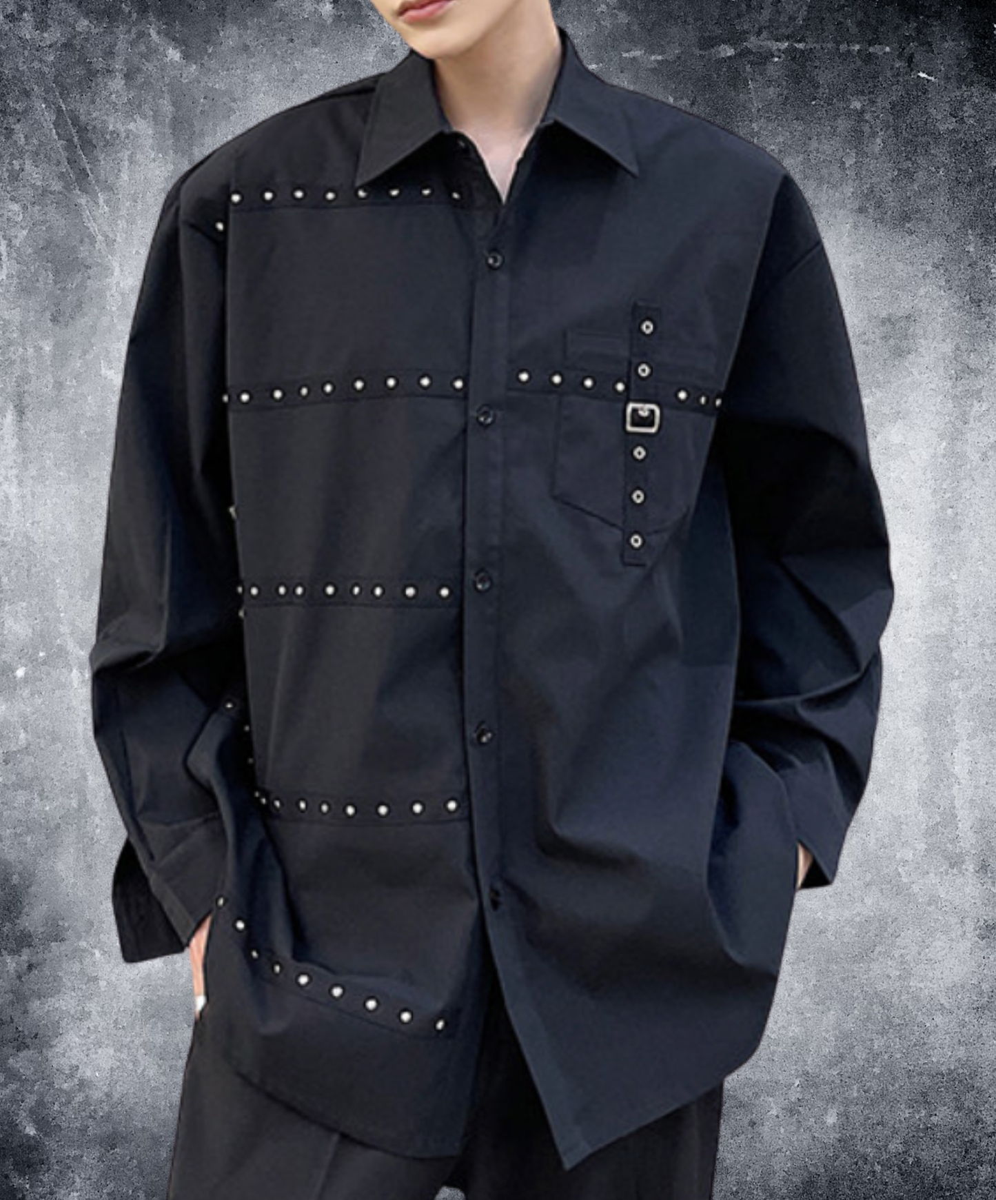 dark unique stud design shirt EN2668