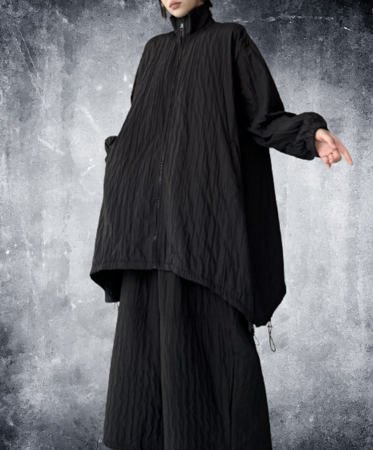 stand-neck with drawstring jacket EN3201