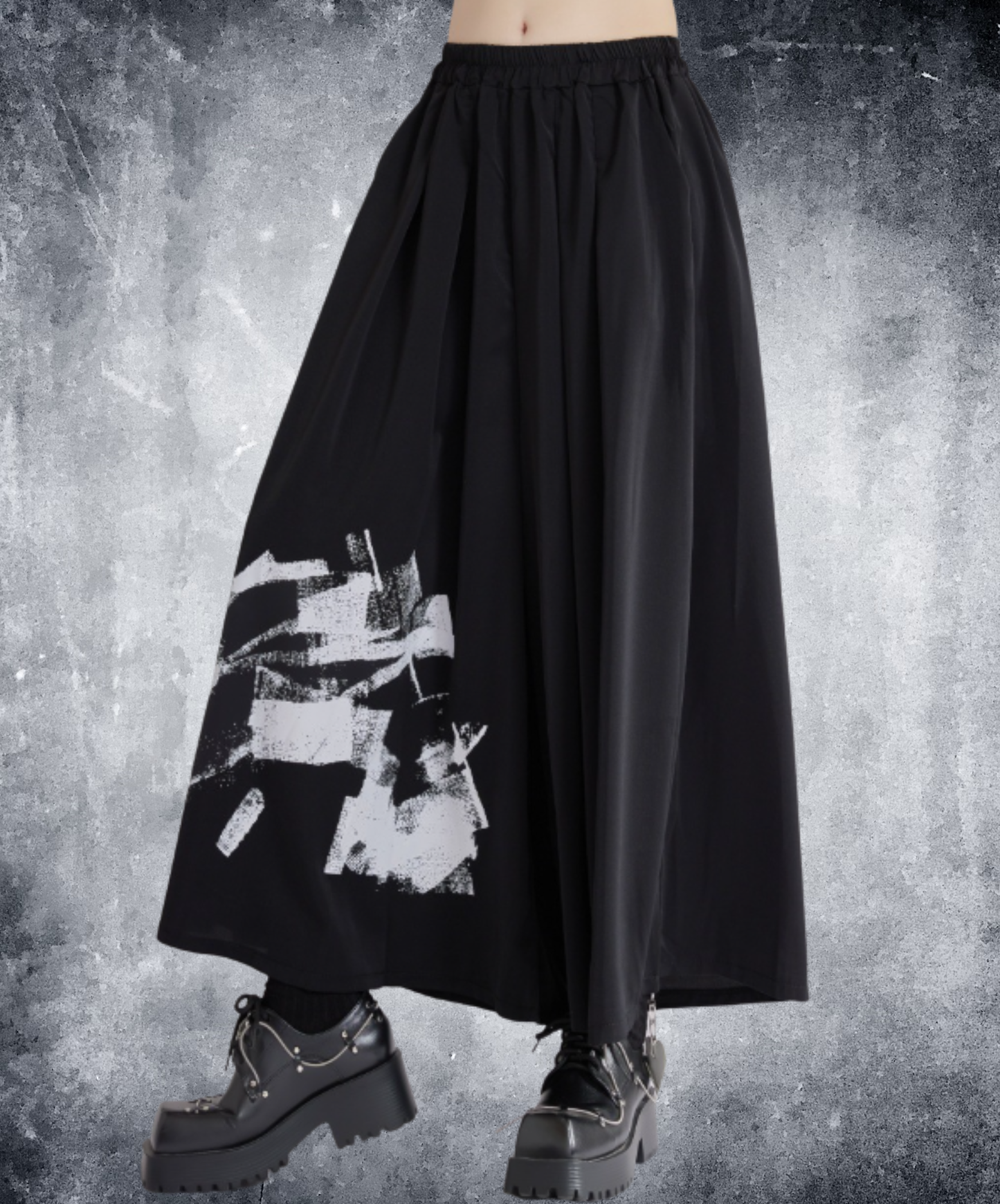 dark monochrome accent wide pants EN2940