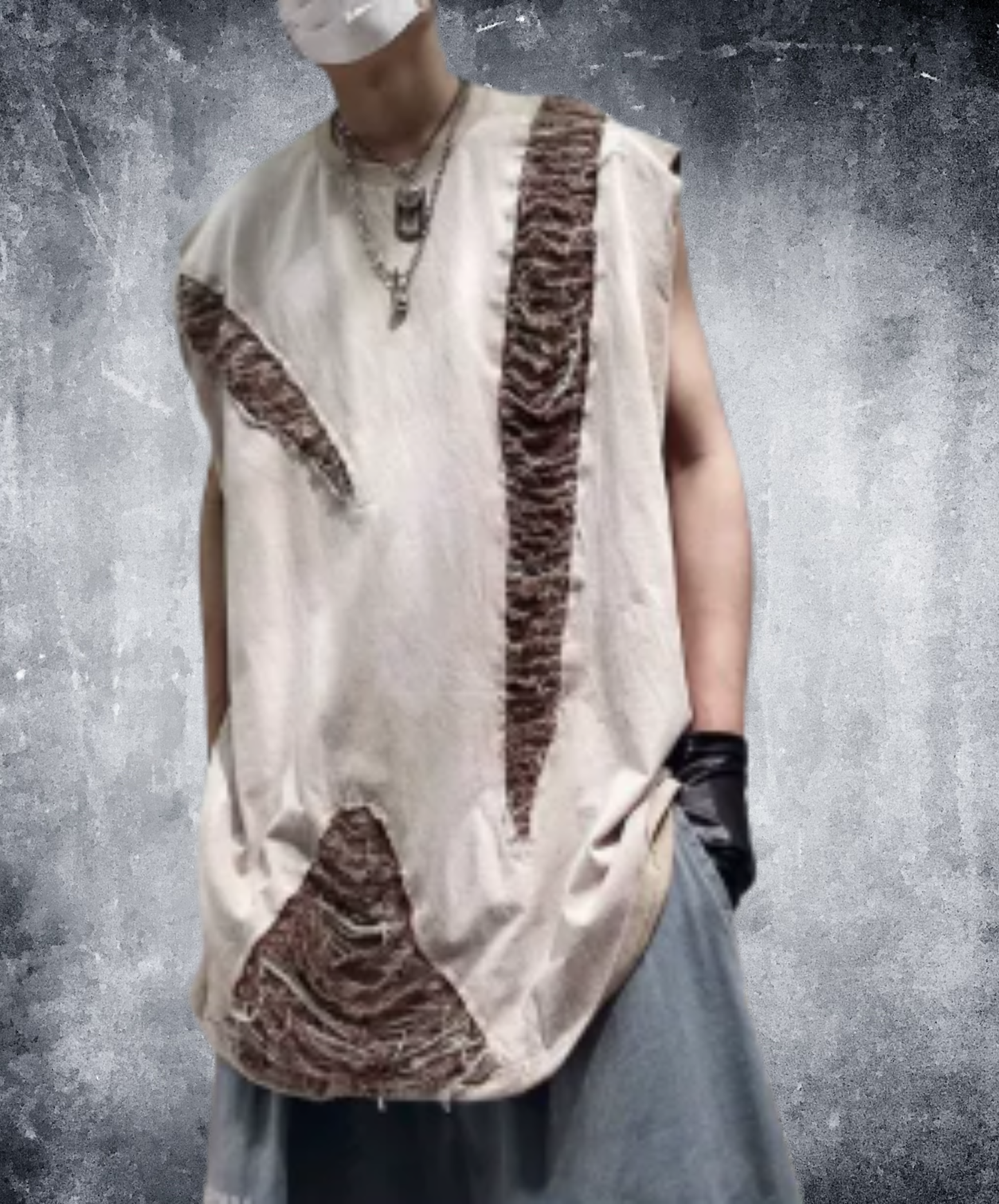 2-way crew neck distressed finish t-shirt EN2937