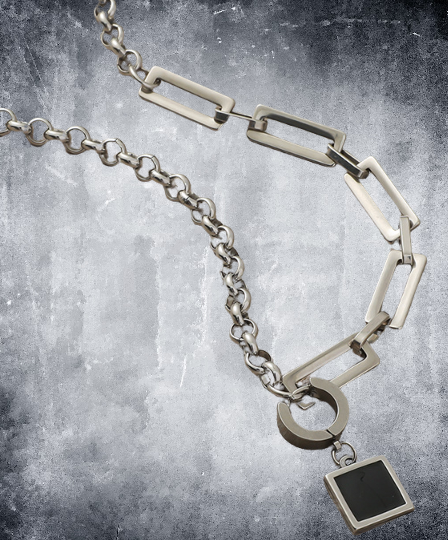square chain black stone necklace EN2515