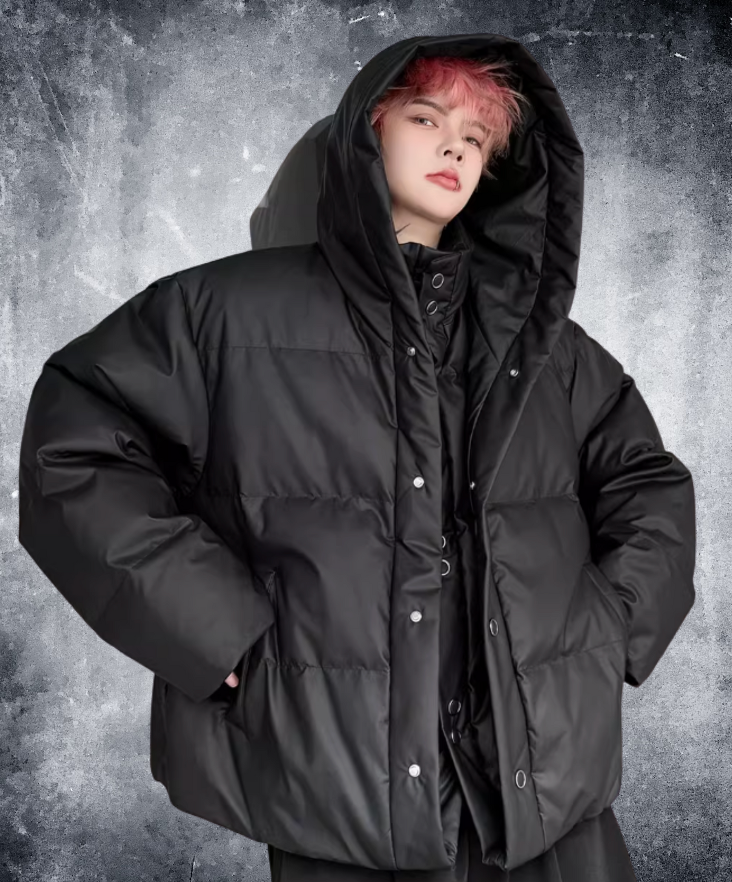 hooded fake two-piece down EN2595