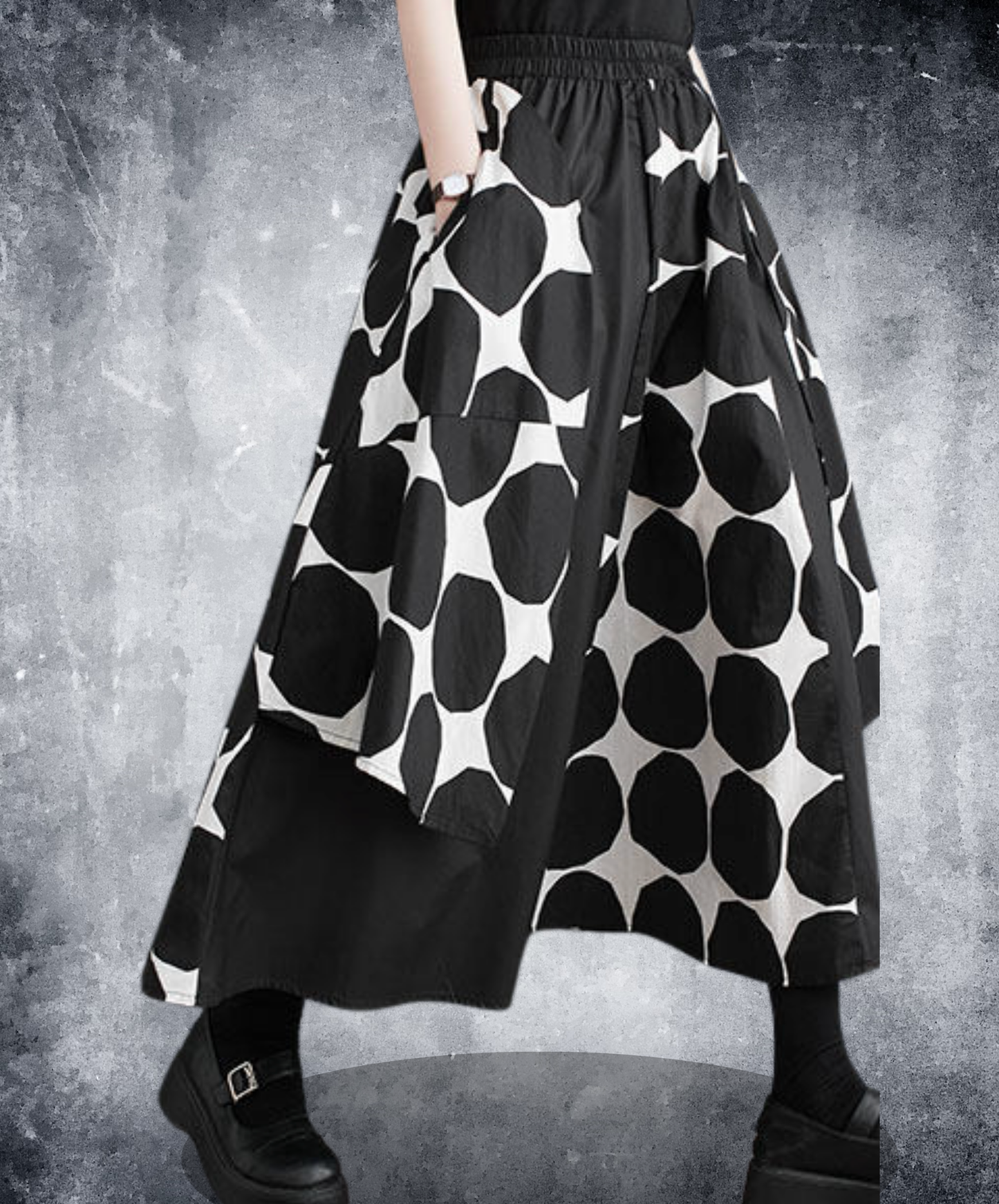 large polka dot monochrome wide pants EN2771