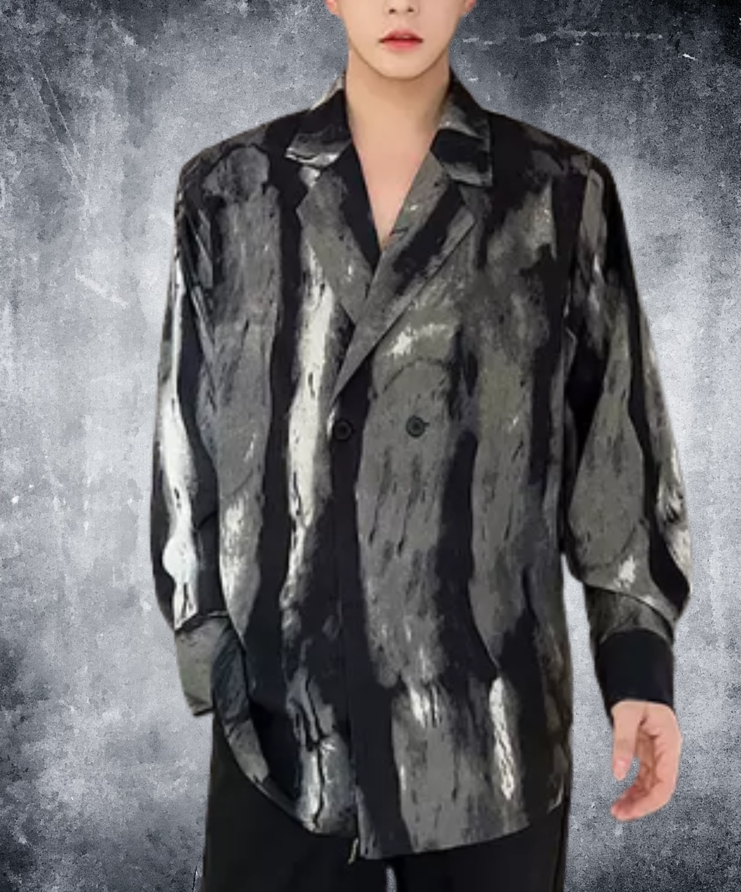 Ink-black spliced design shirt EN3070