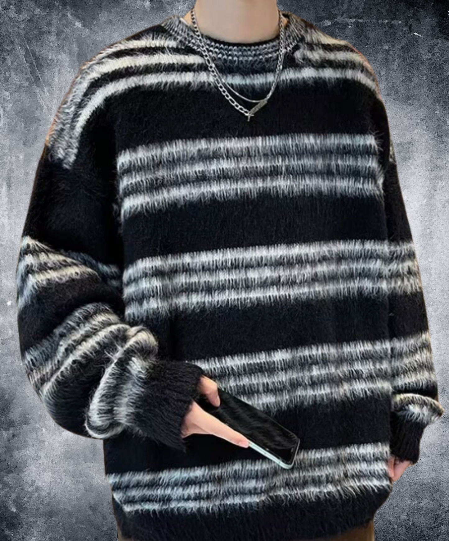 regular border monotone short sweater EN2496