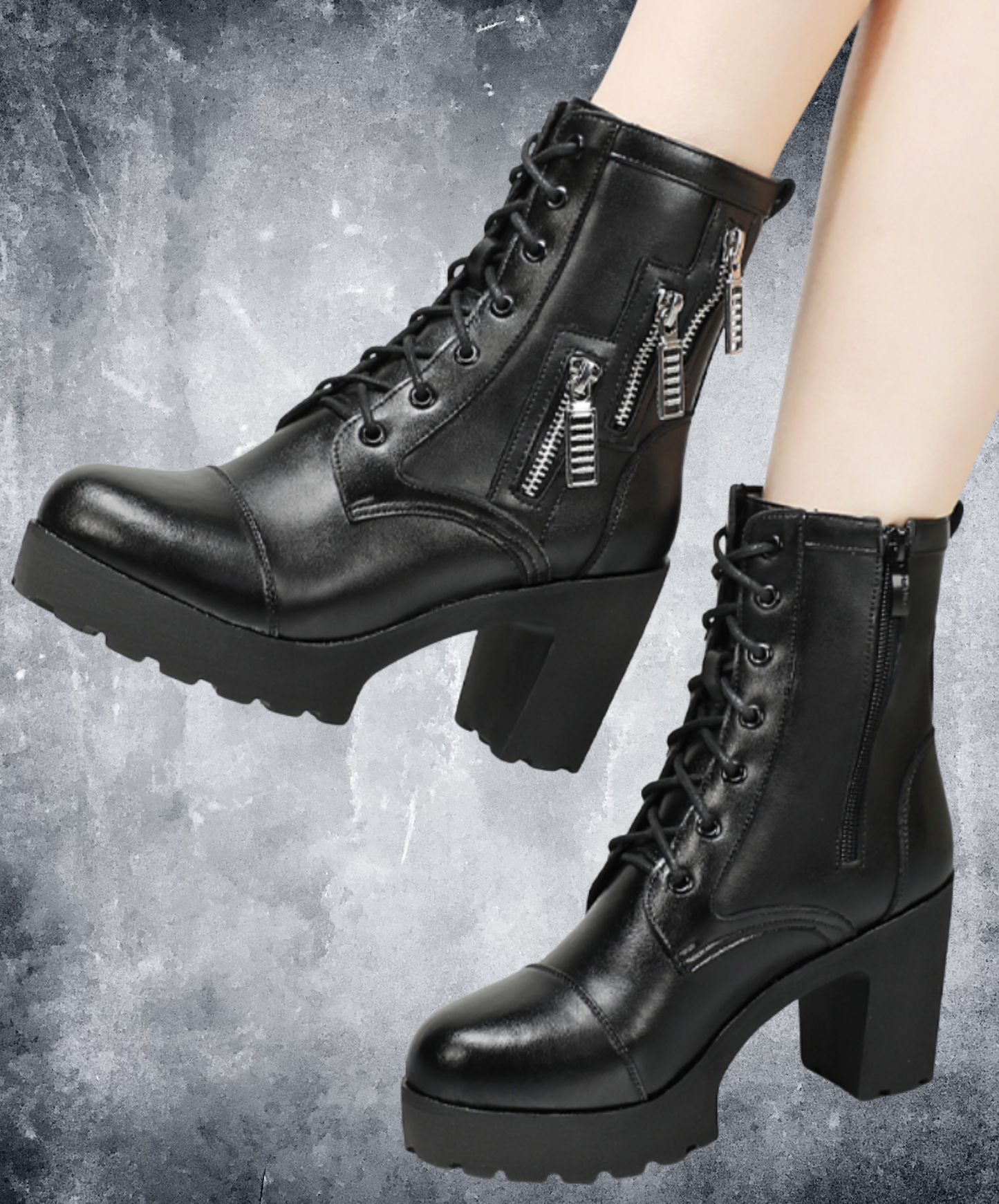 triple zip embellishment boots EN2600