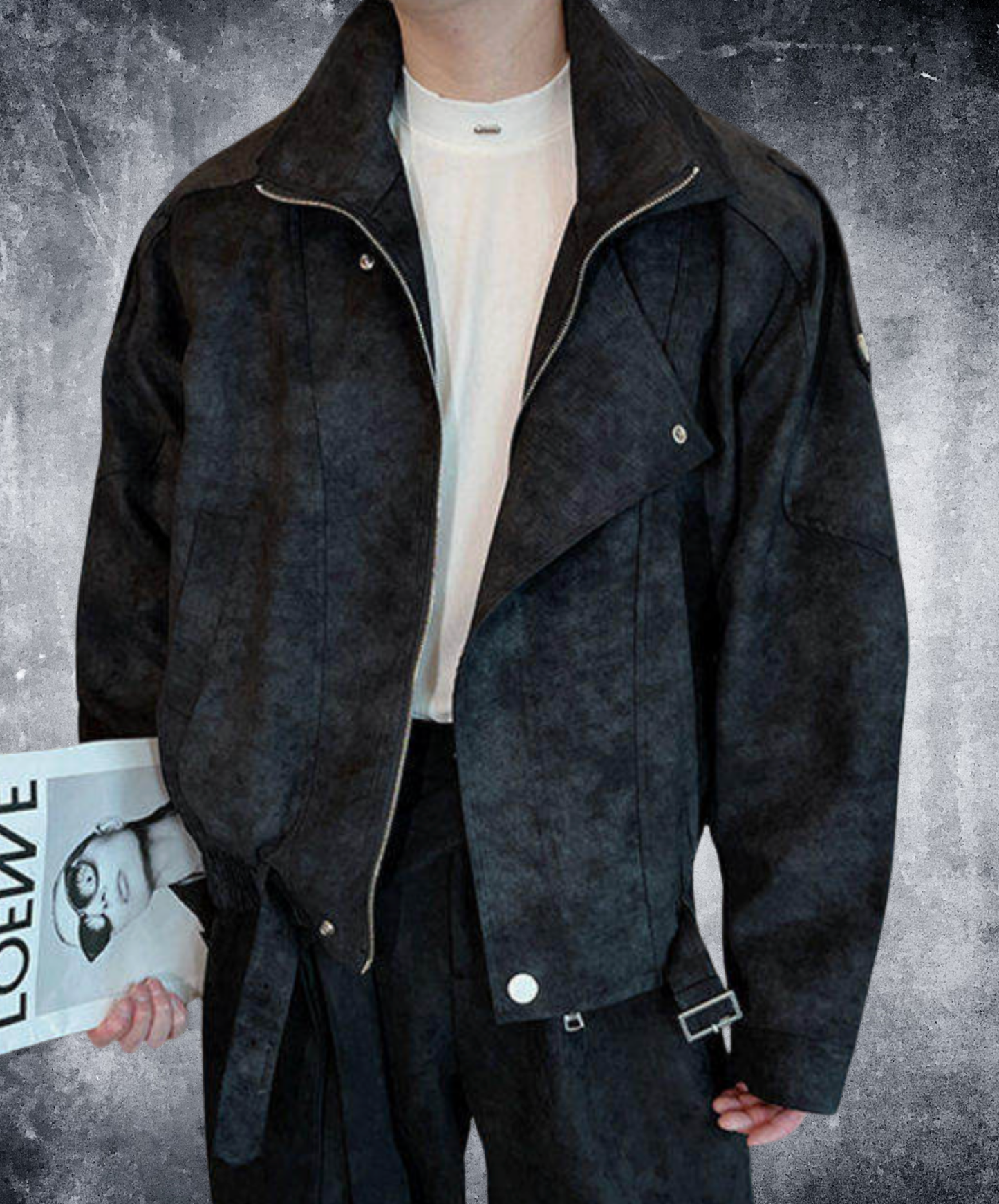 faux two-piece stand collar jacket EN2665