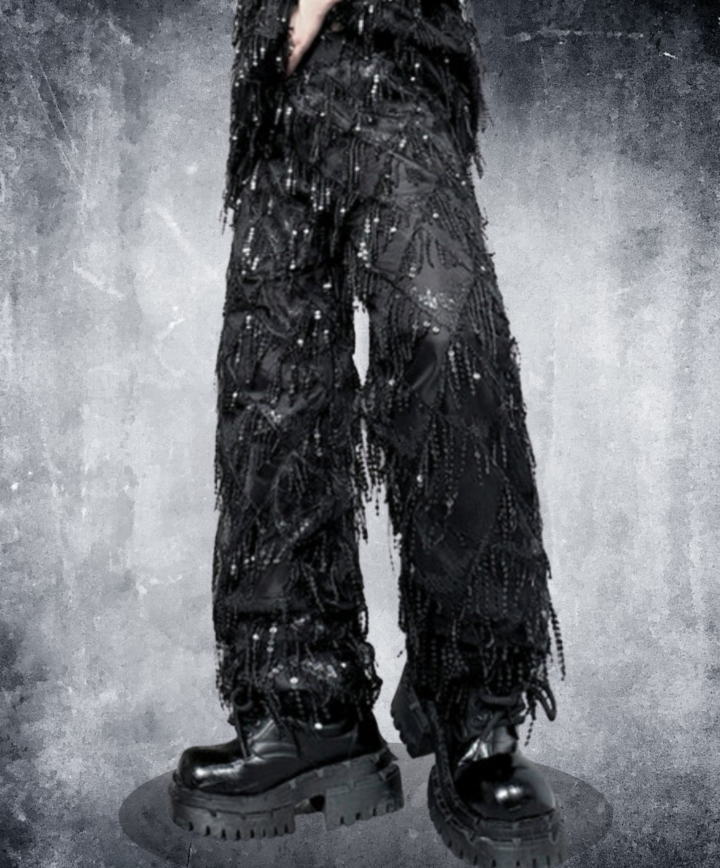 sequin tassel diamond wide pants EN2654