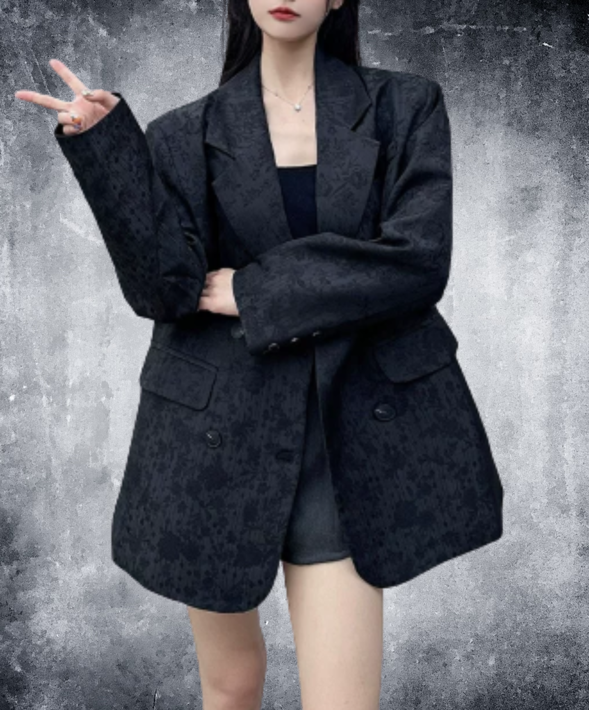 peaked lapel boxy silhouette jacket EN3209