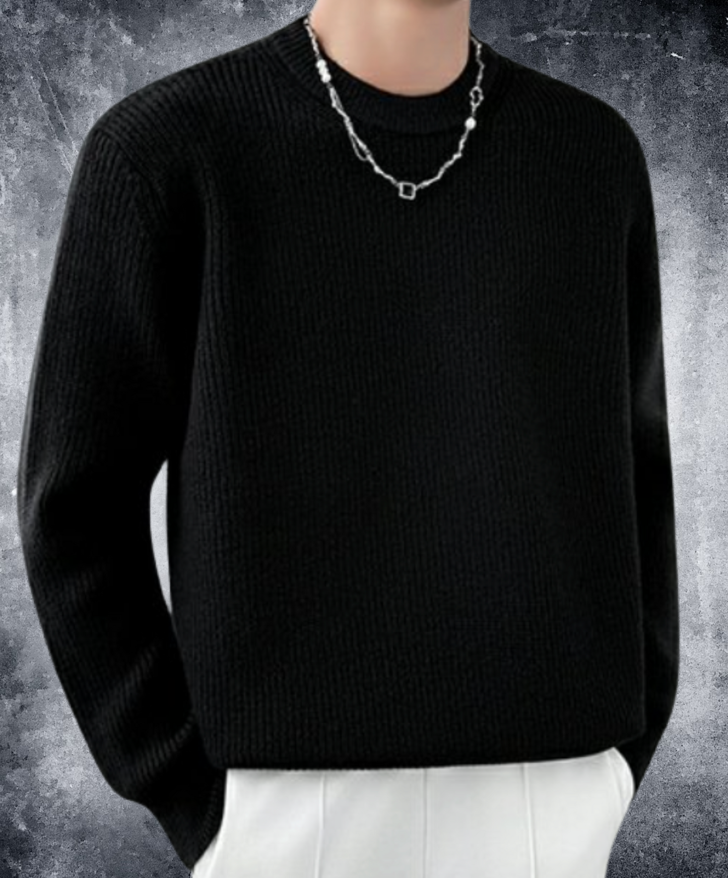 chunky knit crew neck sweater EN2542