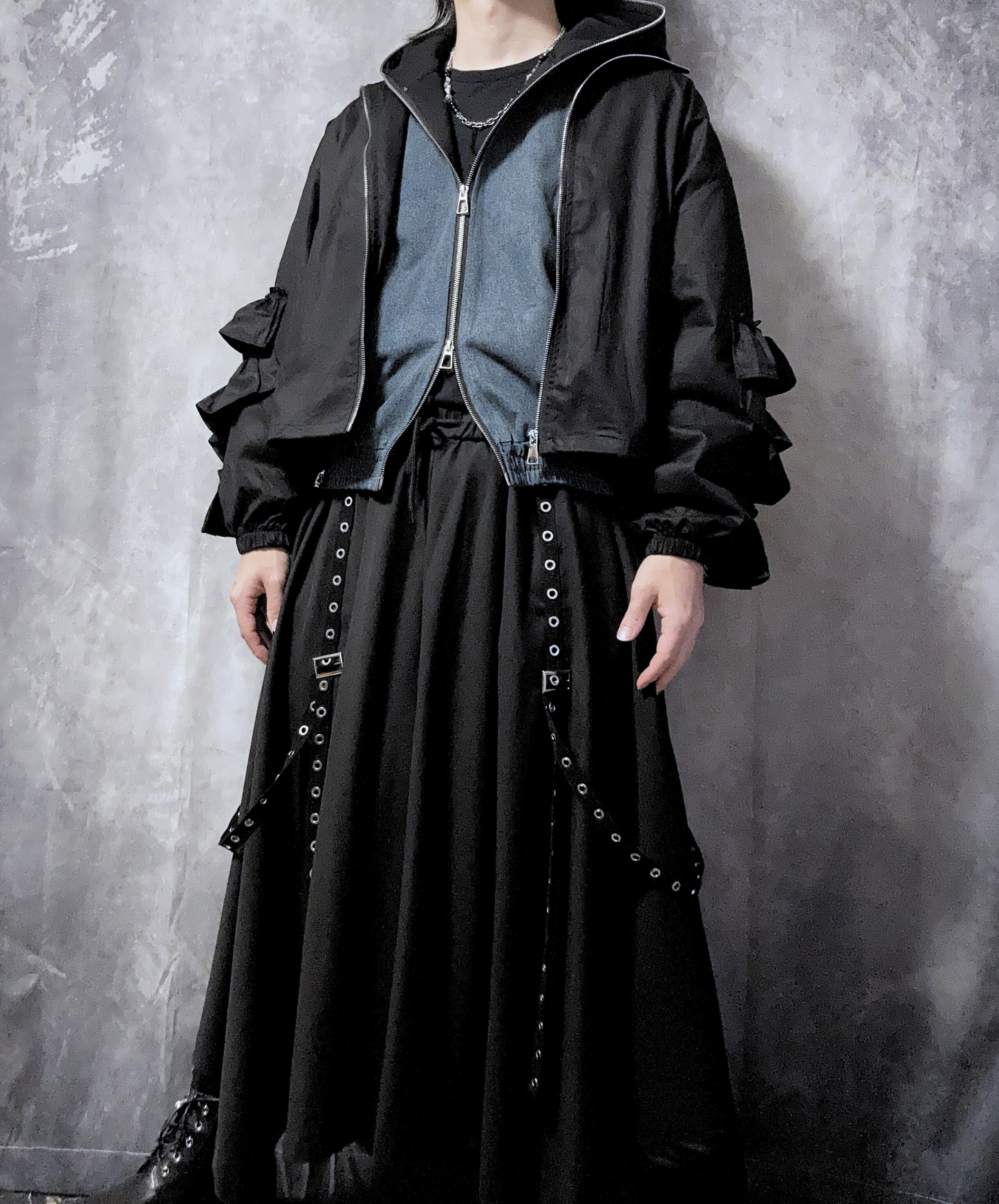 【style83】dark mode outfit set EN2584（jacket + hoodie + pants set）
