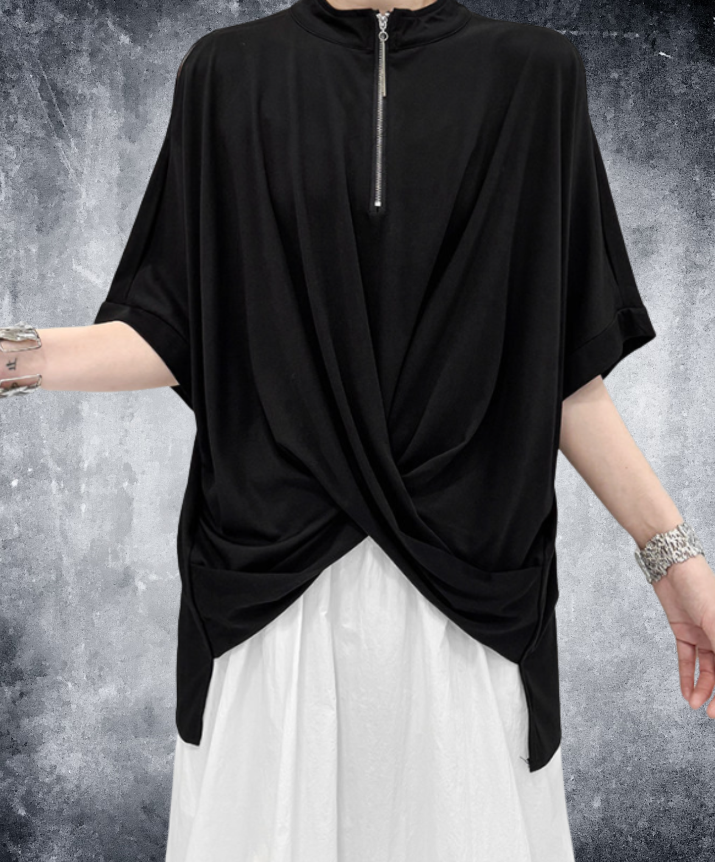 crossover hem zip t-shirt EN2891