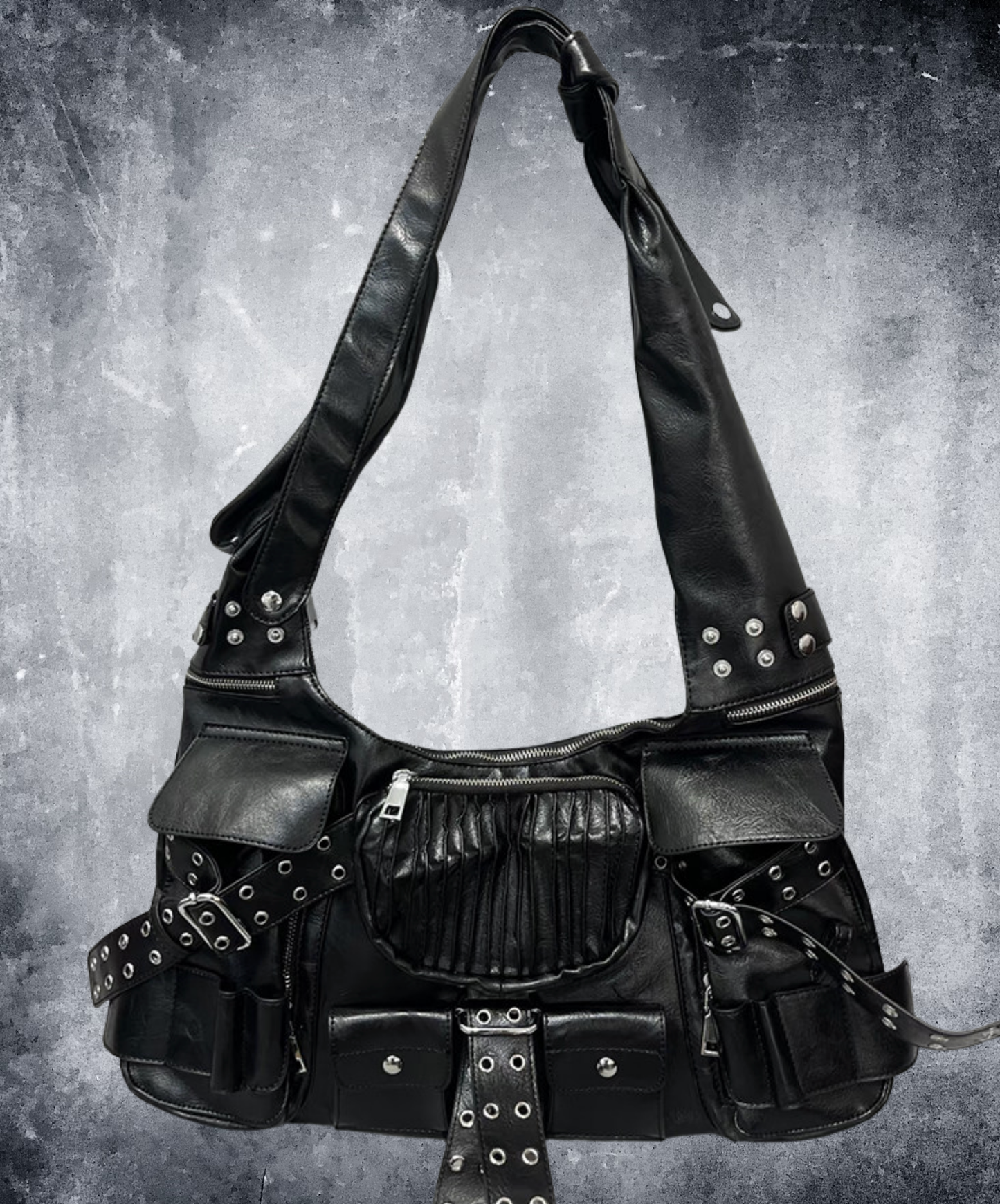 multi-pocket studded shoulder bag EN2730