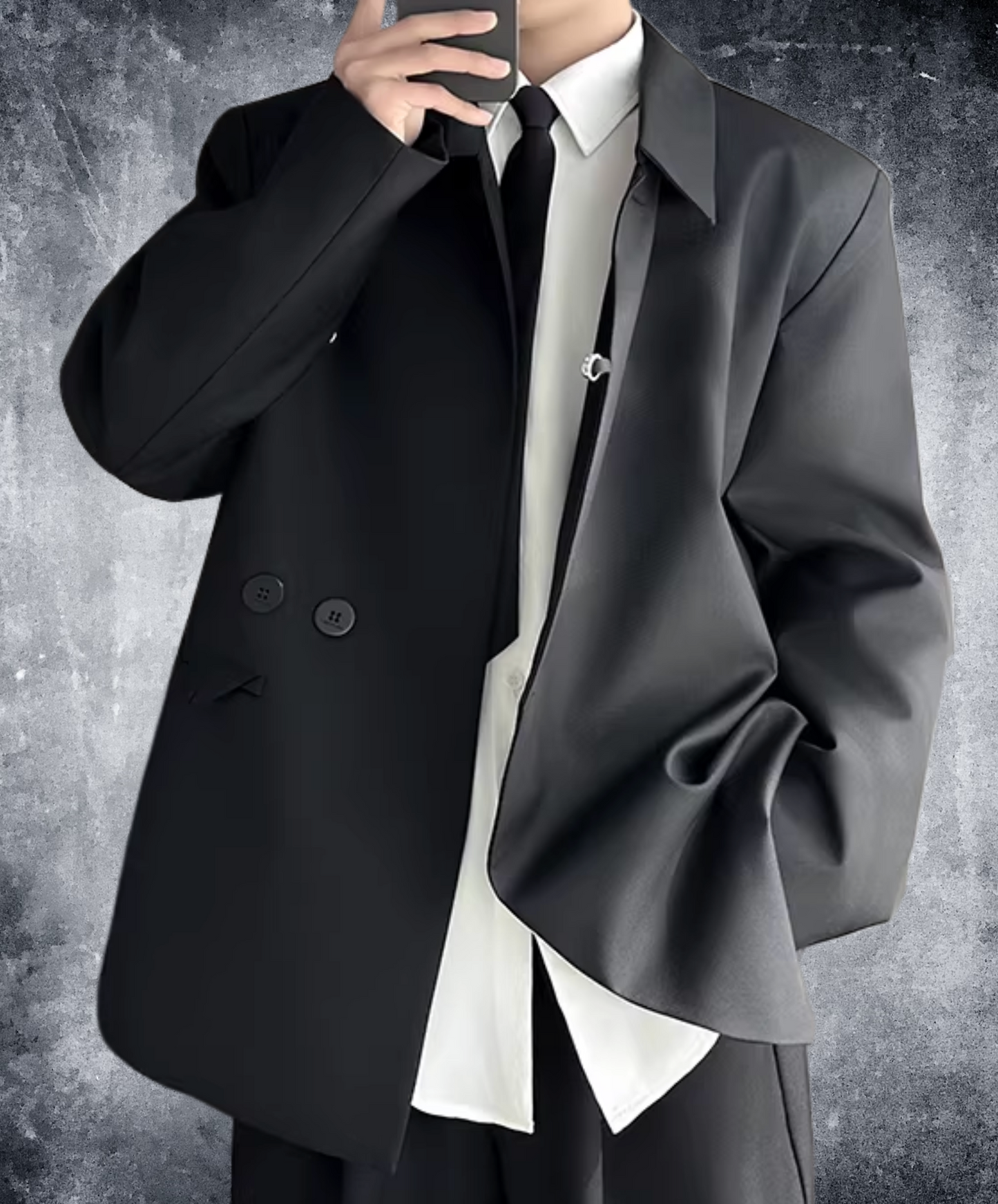 dark asymmetrical high-end lapel jacket EN2624