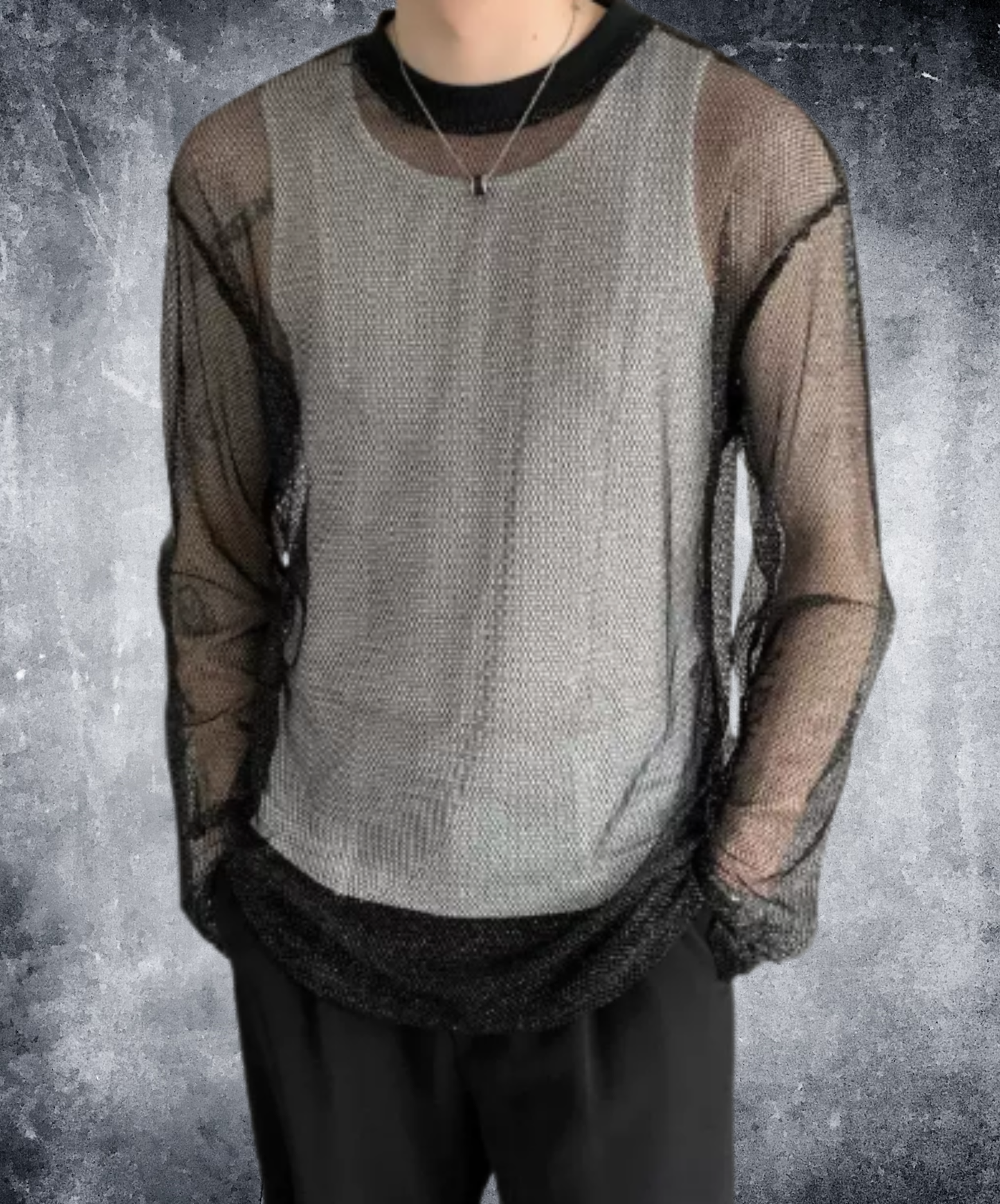 sheer mesh long-sleeve top t-shirt EN3064