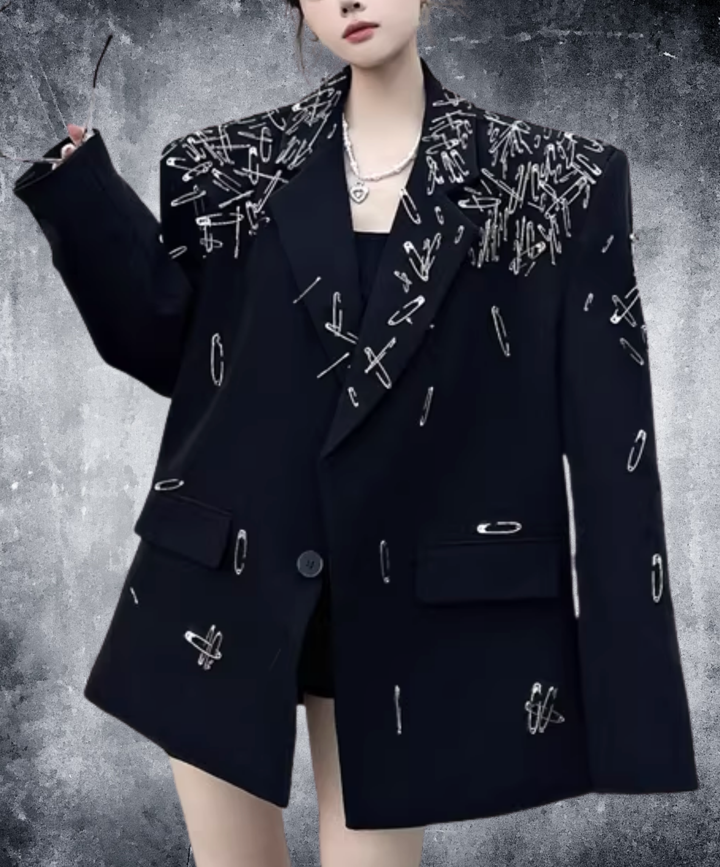 3d safety pin decoration jacket EN2828