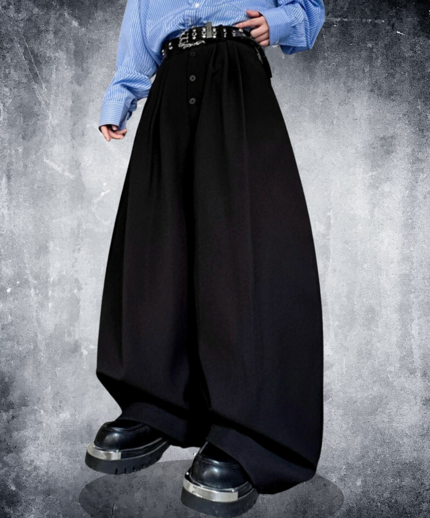 casual button design wide pants EN2338