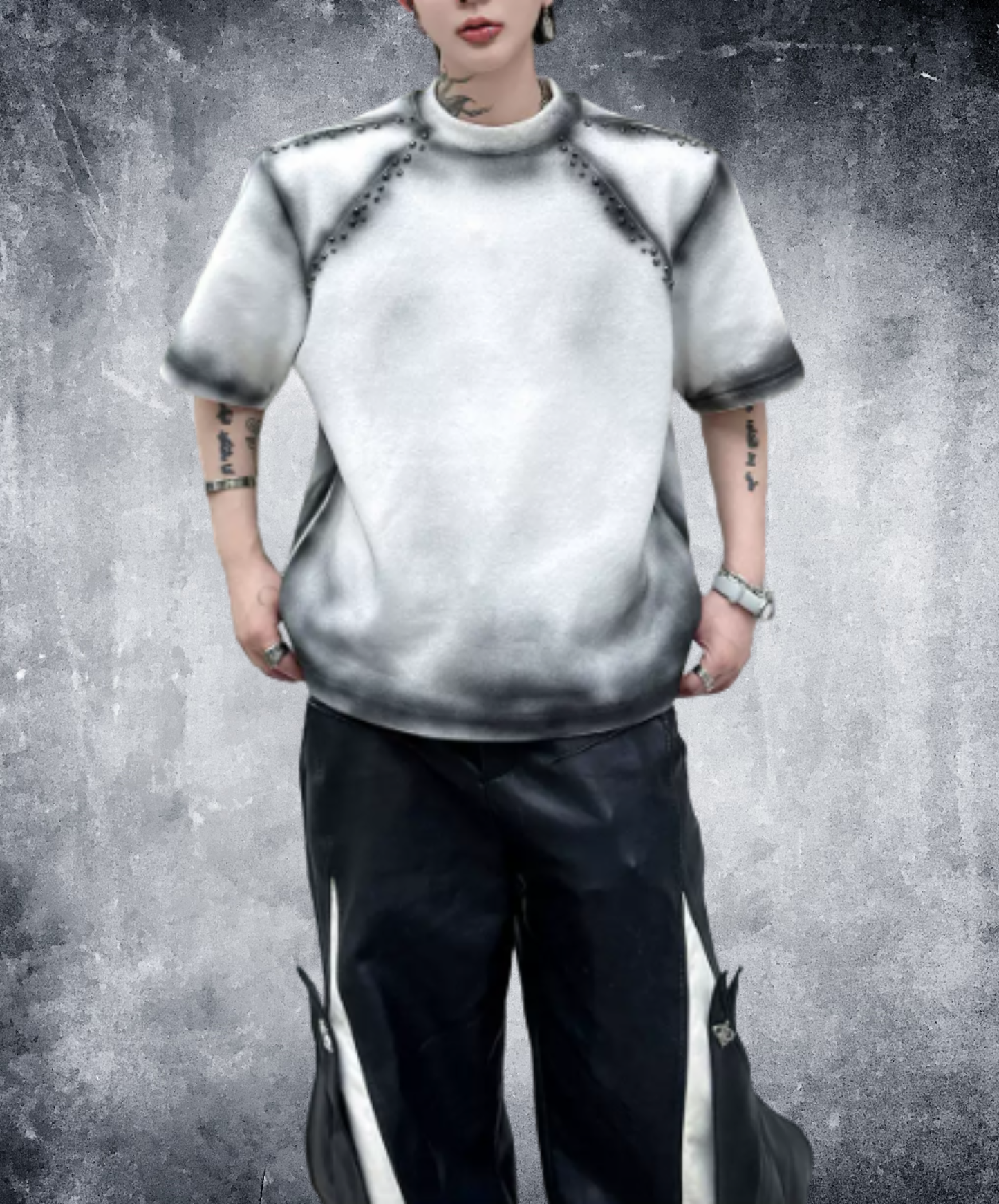 gradient with rivet decoration t-shirt EN2874