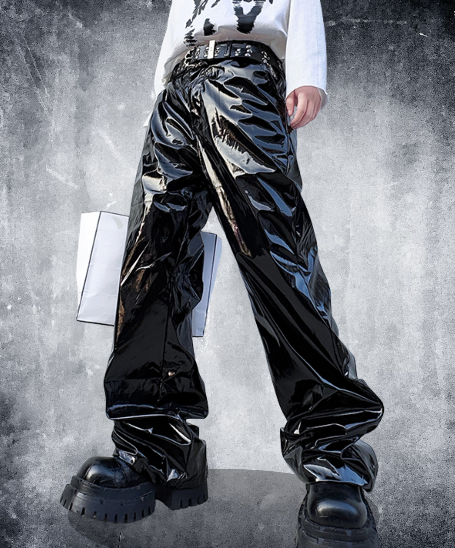 pu glossy casual pants EN2502