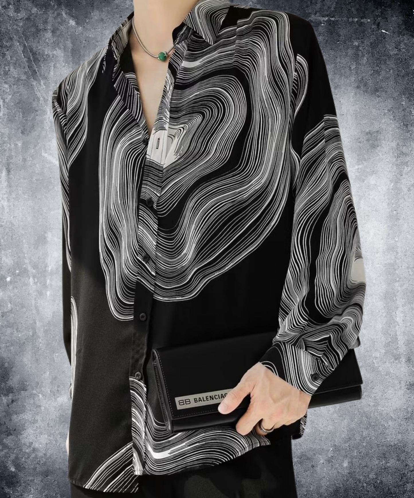 dark tree ring motif shirt EN2407