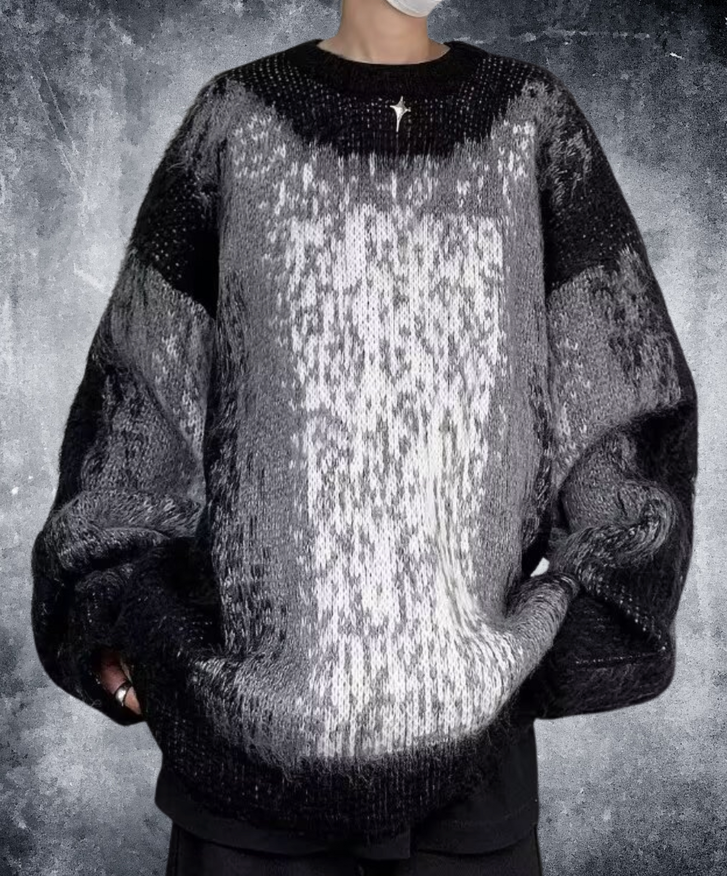 mosaic pattern dyeing sweater EN2495