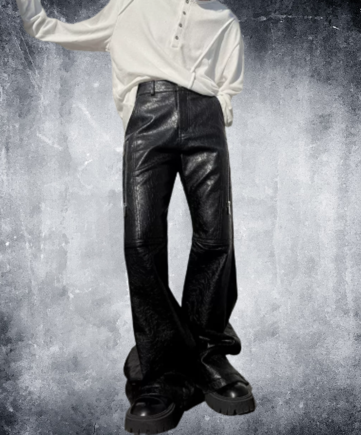 dark zip-accented flared silhouette pants EN3207