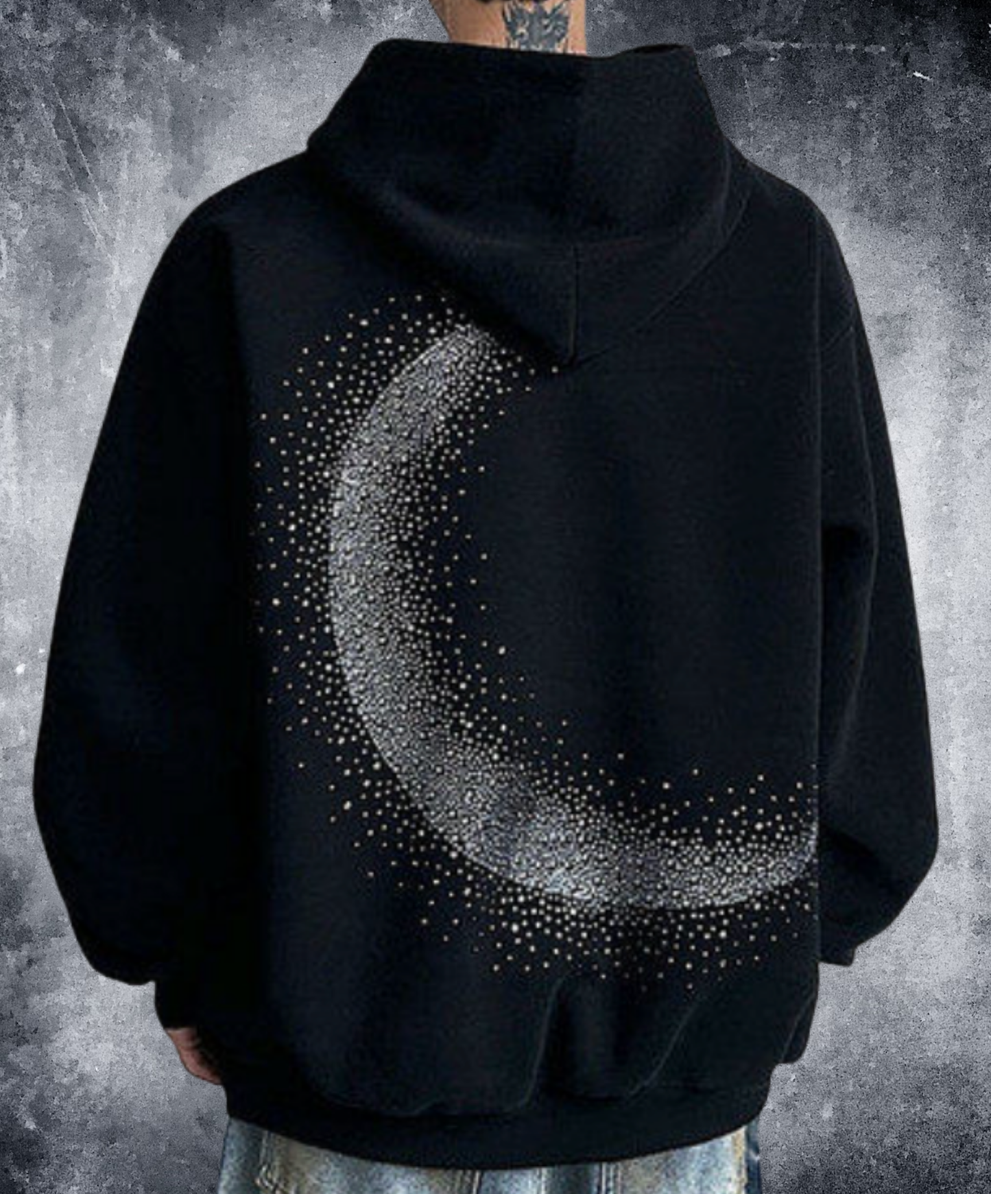 moon rhinestone loose hoodie EN2690