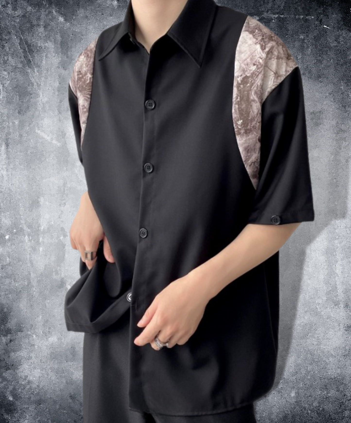dark removable sleeves shirt EN1065