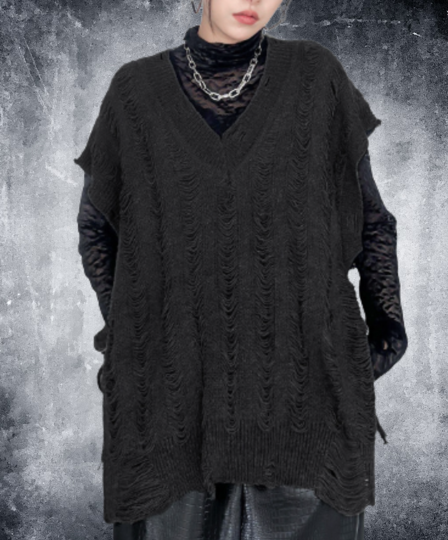 distressed v-neck sweater EN3122