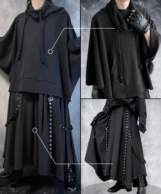 【style89】dark mode outfit set EN2699（sweatshirt + pants set）